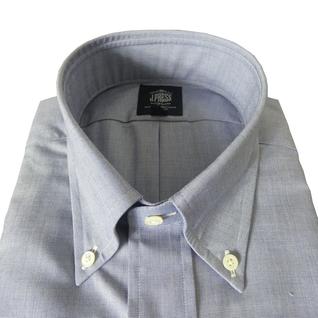 【形態安定】ジェイプレス (J.PRESS) ボタンダウンシャツ メンズ長袖シャツ 紺系 ネイビー系 エンドオンエンド  2075 （衿39cm-裄丈84cm）（衿41cm-裄丈85cm）