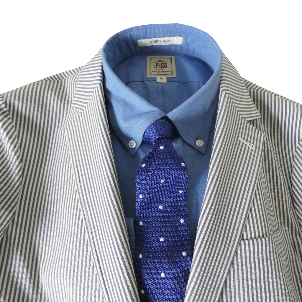 NEUTRAL POSITION 春夏 メンズ シアサッカー ジャケット 2つボタン グレーシュネイビー　0708　S M L LL 3L