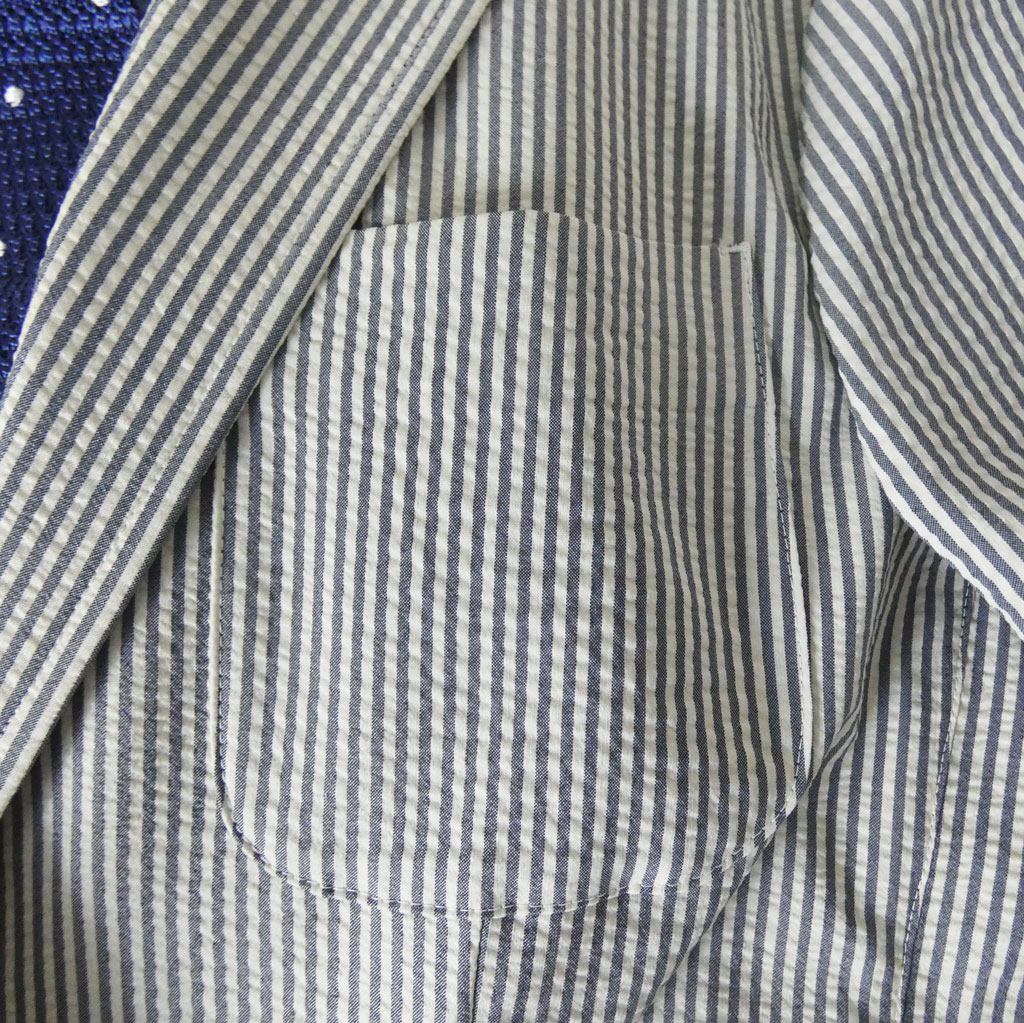 NEUTRAL POSITION 春夏 メンズ シアサッカー ジャケット 2つボタン グレーシュネイビー　0708　S M L LL 3L