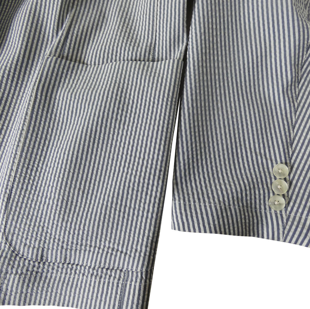 NEUTRAL POSITION 春夏 メンズ シアサッカー ジャケット 2つボタン グレーシュネイビー　0708　S M L LL 3L