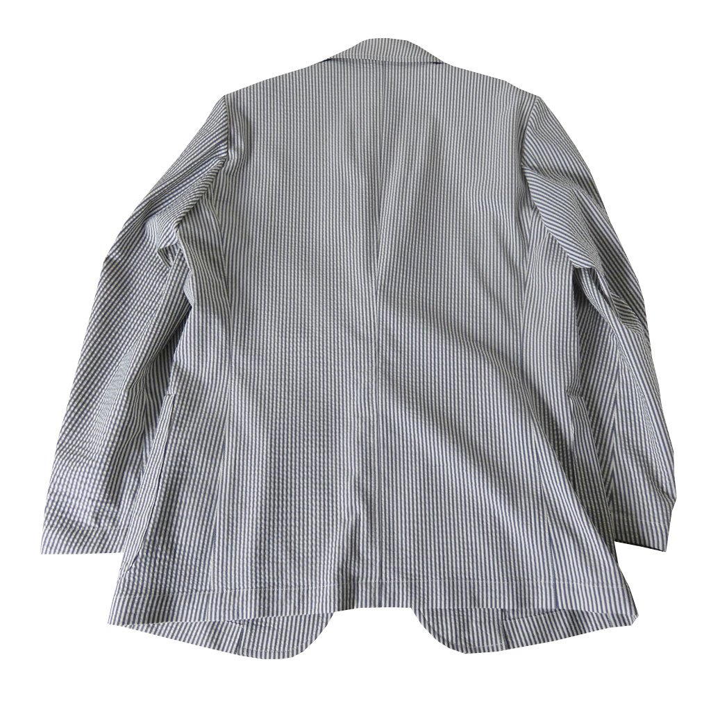 NEUTRAL POSITION 春夏 メンズ シアサッカー ジャケット 2つボタン グレーシュネイビー　0708　S M L LL 3L