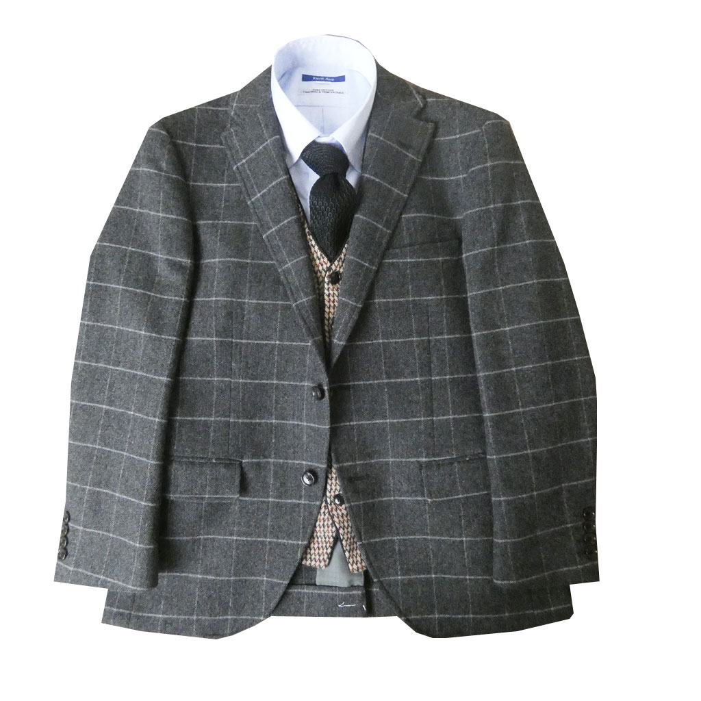 HAI-VASERON(ハイバセロン) メンズ 秋冬春二つボタン ツイード