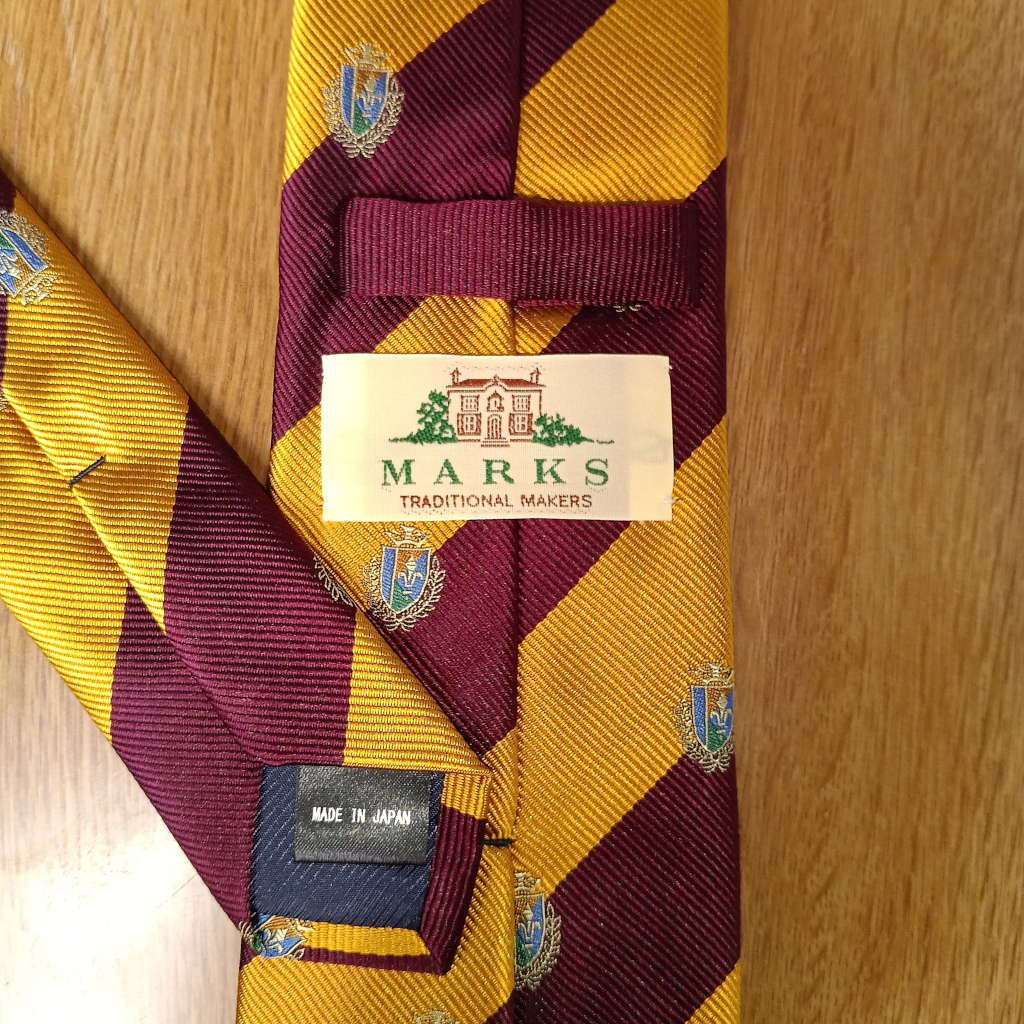 マークス(MARKS)ネクタイ ロイヤルクレスト メンズ ビジネス おしゃれ ギフト 人気  シルク100% イエロー×ワインレッド mt04