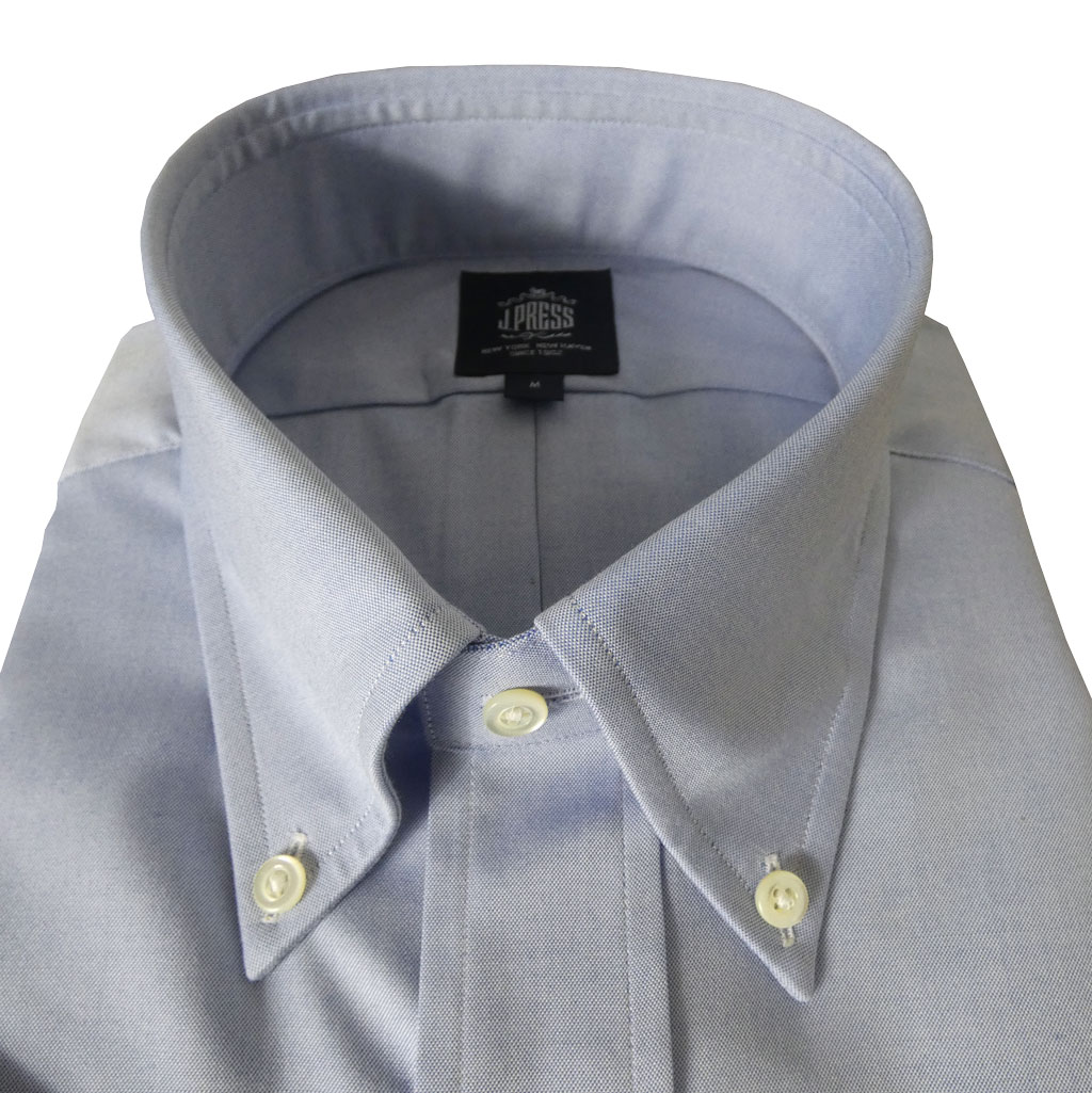 【形態安定】ジェイプレス (J.PRESS) ボタンダウンシャツ メンズ 半袖 ワイシャツ ブルー ピンオックス   M L XL