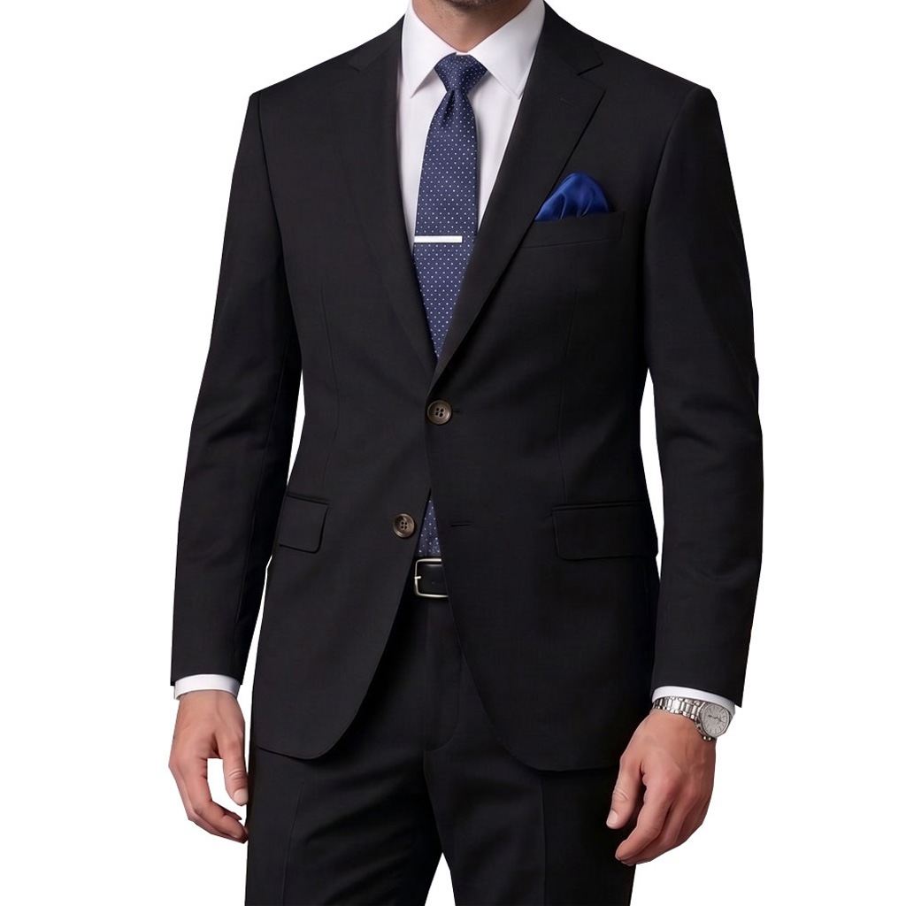 【お取り寄せ商品】DadyCosta スーツ 春夏秋 メンズ シングルスーツ 2つボタン ビジネススーツ ブラック 黒無地 0203   A4 A5 A6 AB5 AB6