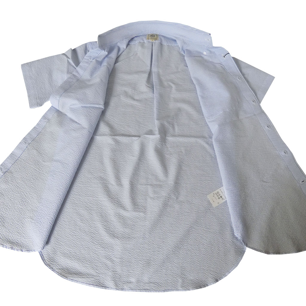 ジェイプレス (J.PRESS) シアサッカー ボタンダウンシャツ メンズ半袖シャツ サックスブルー  1173  M L XL