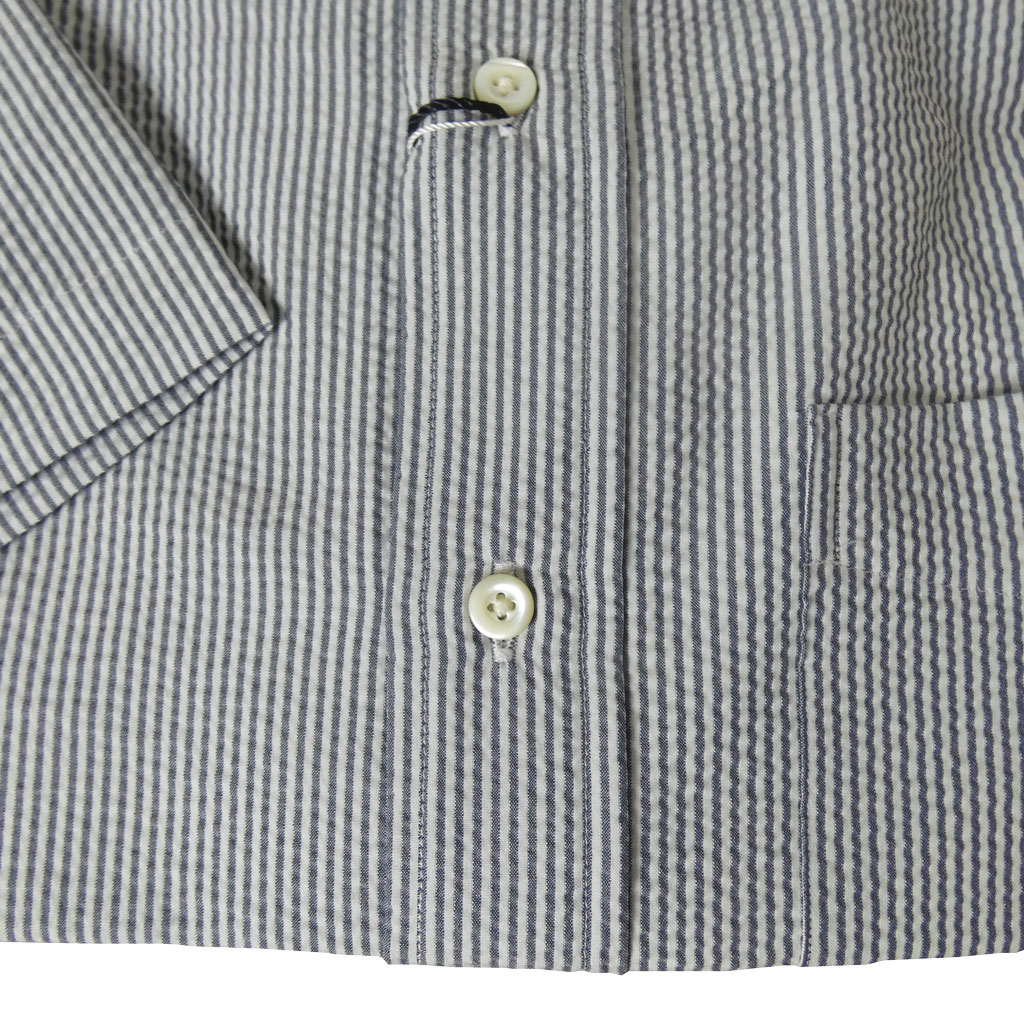 ジェイプレス (J.PRESS) シアサッカー ボタンダウンシャツ メンズ半袖シャツ ブルーシュグレー  1175  M L XL