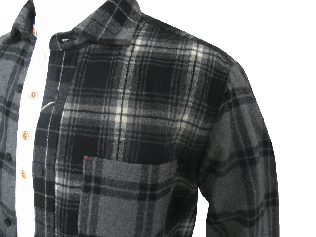 C456【GEORGE】長袖 ネルシャツ【メンズL】ダークグレー系 CHUBEIの長袖ネルシャツ メンズ 秋冬 クレイジーパターン