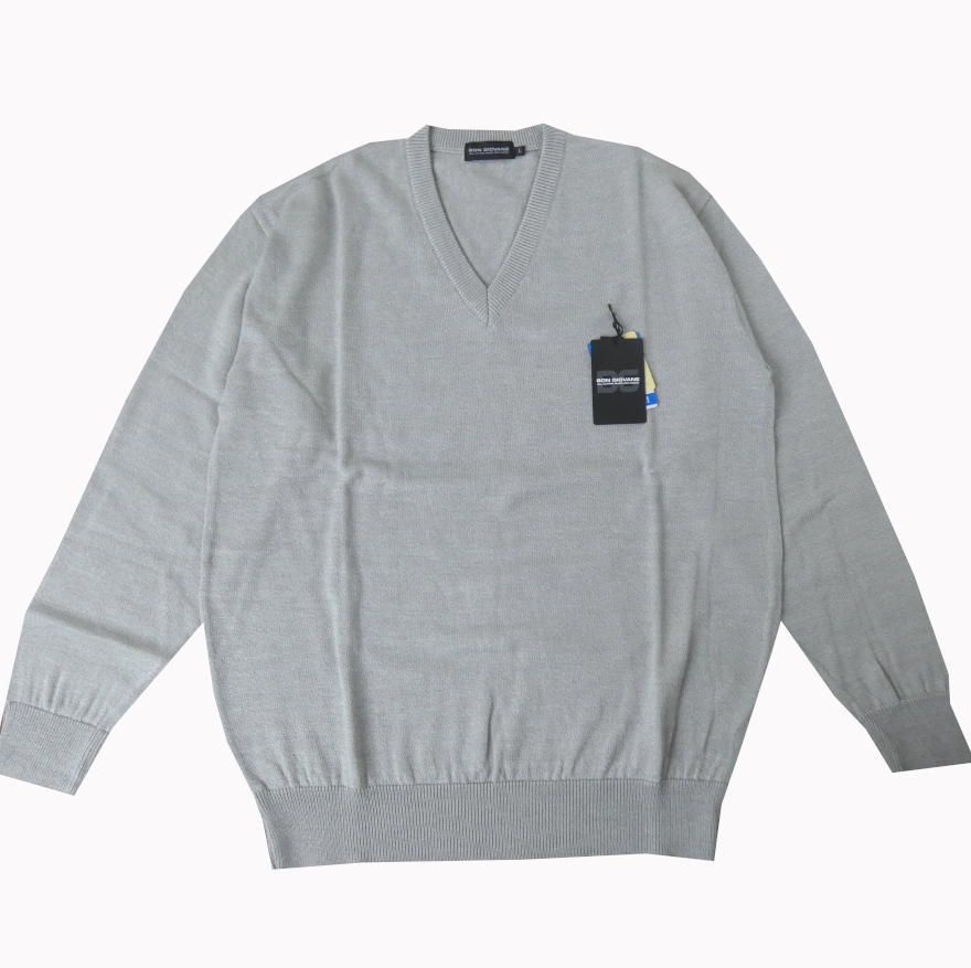 BON GIOVANE（ボンジョバネ）のVネックセーター ライトグレー 0312 L
