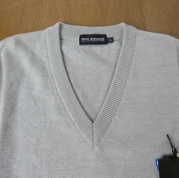 BON GIOVANE（ボンジョバネ）のVネックセーター ライトグレー  0312　L  LL