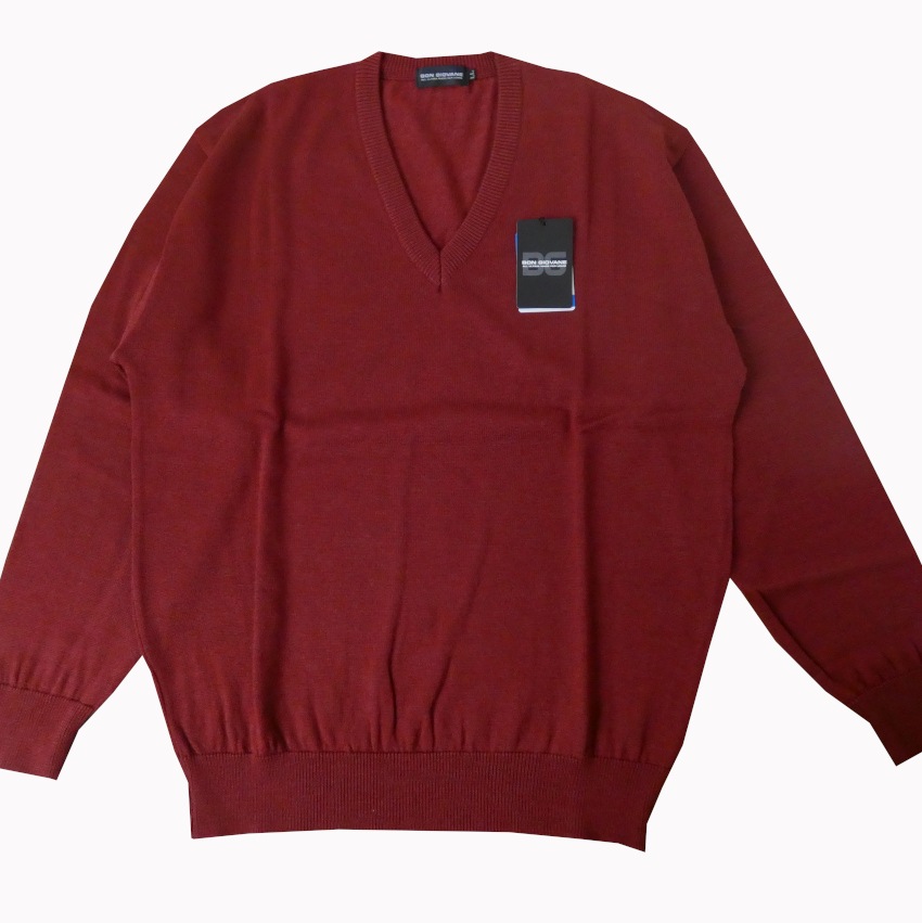 BON GIOVANE（ボンジョバネ）のVネックセーター ワインレッド  0366　L  LL