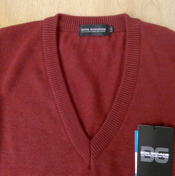 BON GIOVANE（ボンジョバネ）のVネックセーター ワインレッド  0366　L  LL