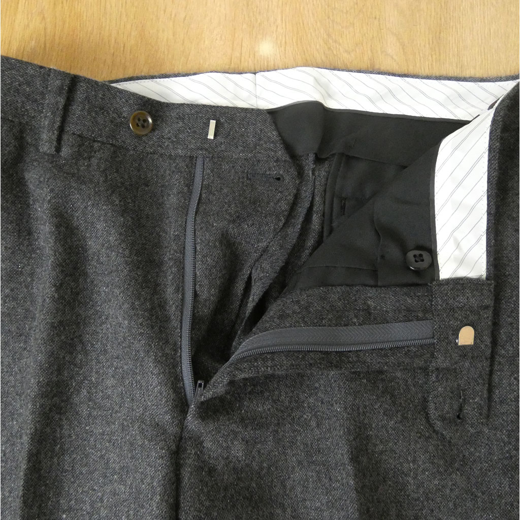 スラックス メンズ 秋冬春 ノータック パンツ ホームスパン ウール混 ハイバセロン (HAI-VASERON) チャコールグレー 0123  85cm