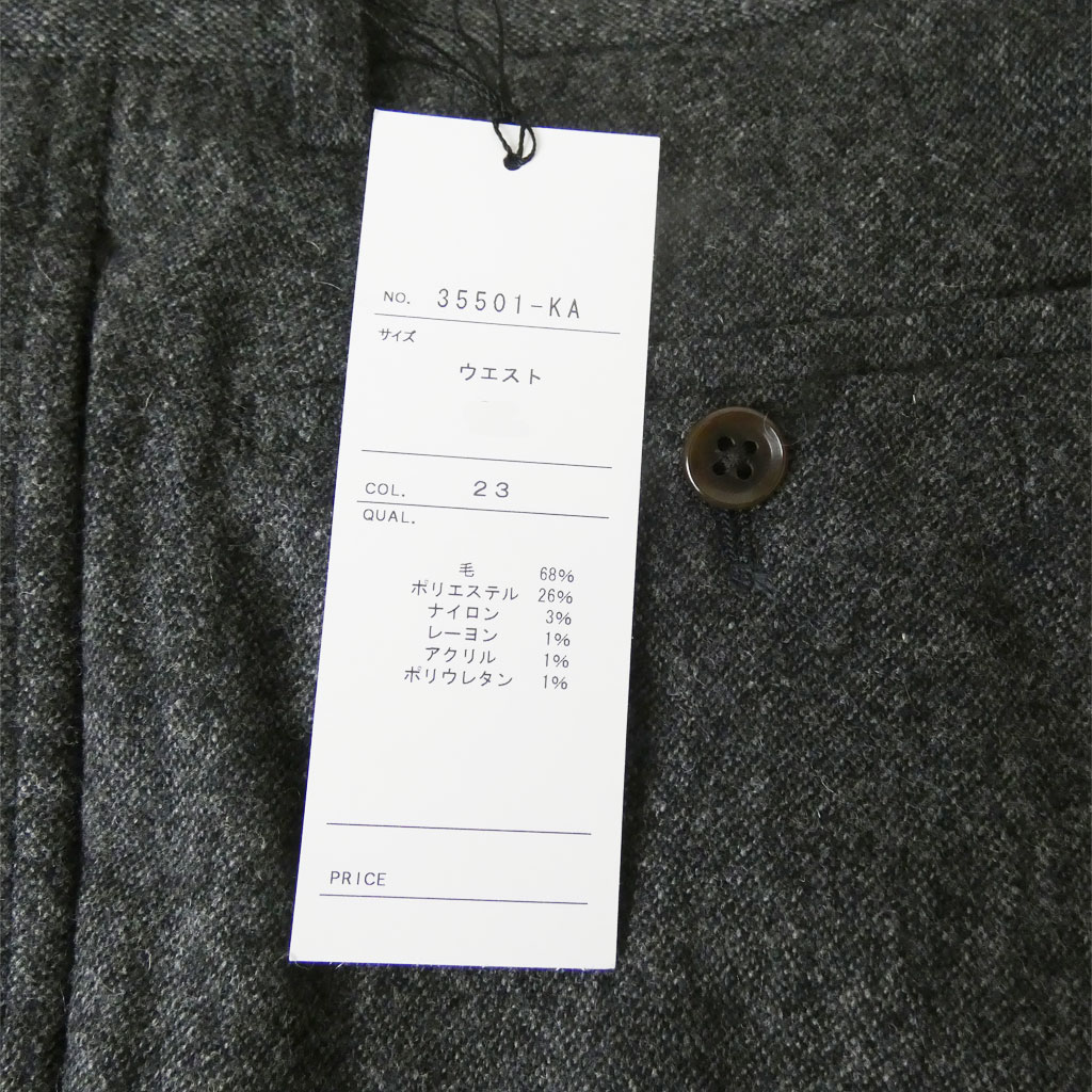 スラックス メンズ 秋冬春 ノータック パンツ ホームスパン ウール混 ハイバセロン (HAI-VASERON) チャコールグレー 0123  85cm