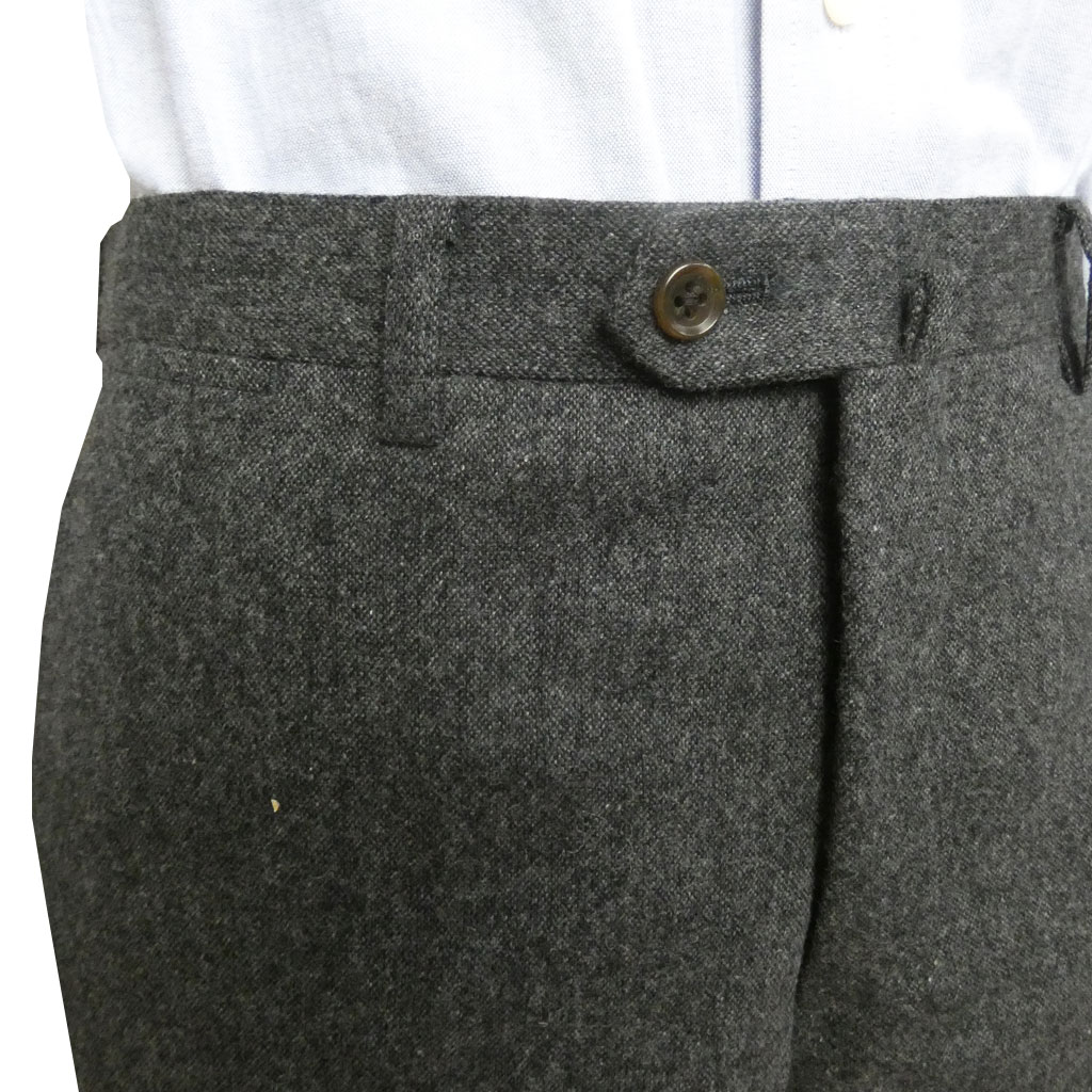 スラックス メンズ 秋冬春 ノータック パンツ ホームスパン ウール混 ハイバセロン (HAI-VASERON) チャコールグレー 0123  85cm