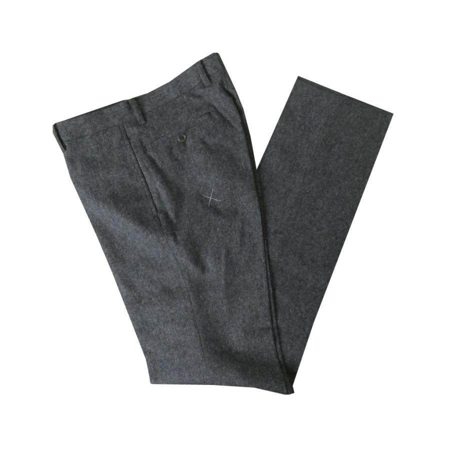 スラックス メンズ 秋冬春 ノータック パンツ ホームスパン ウール混 ハイバセロン (HAI-VASERON) チャコールグレー 0123  85cm