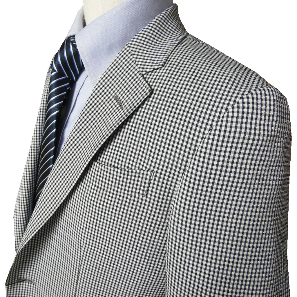 ジャケット メンズ 春夏 2つボタン シアサッカー ハイバセロン (HAI-VASERON) ギンガムチェック 2102 Sサイズ