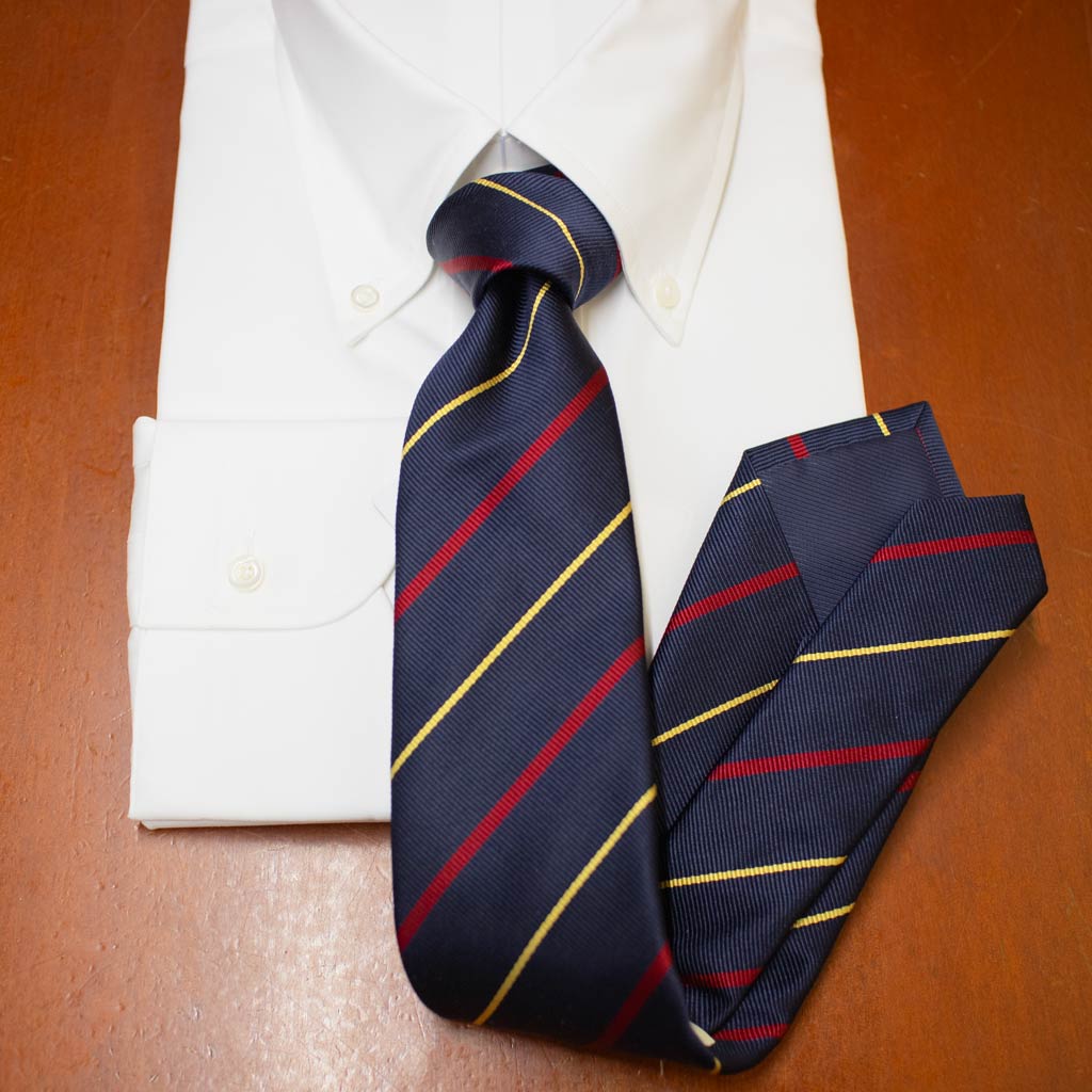 ネクタイ レジメンタル メンズ ビジネス おしゃれ ギフト 人気 マークス(MARKS) シルク100% ストライプ ネイビー×レッド×イエロー mt0077