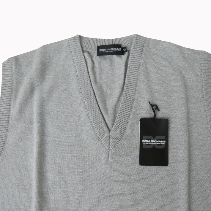 BON GIOVANE（ボンジョバネ）のVネック ニットベスト ライトグレー 0112　L