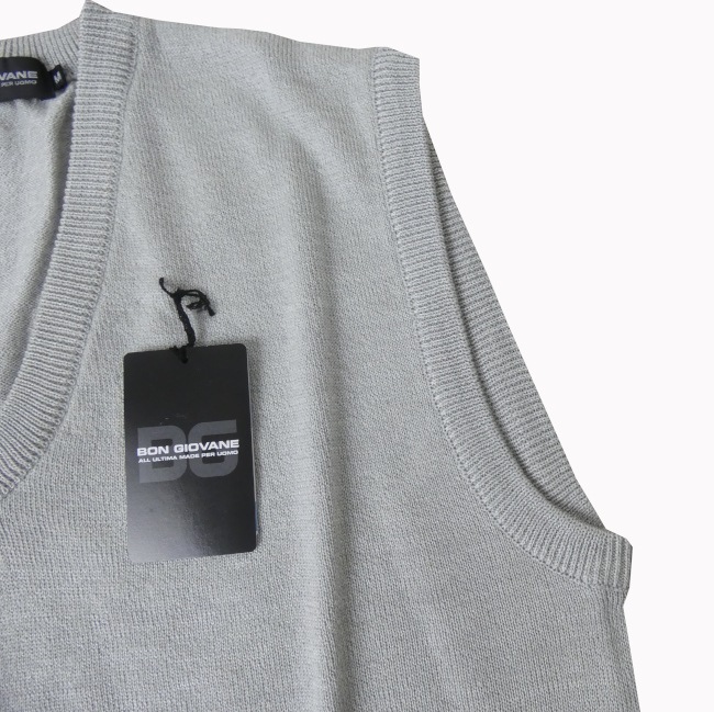 BON GIOVANE（ボンジョバネ）のVネック ニットベスト ライトグレー 0112　L