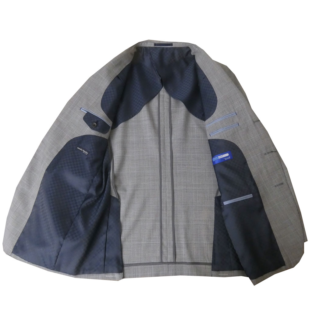 スーツ メンズ 春夏 シングルスーツ 3つボタン スタンリーブラッカー(stanley blacker)  COOL MAX 段返り三つボタン ビジネススーツ グレンチェック オーバーペン 4518 AS AL