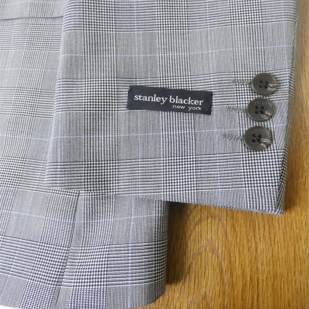 スーツ メンズ 春夏 シングルスーツ 3つボタン スタンリーブラッカー(stanley blacker)  COOL MAX 段返り三つボタン ビジネススーツ グレンチェック オーバーペン 4518 AS AL