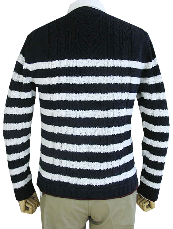 CHUBEI サマーセーター コットン ボーダー 紺×白 AK126  XL