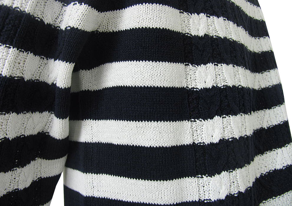 CHUBEI サマーセーター コットン ボーダー 紺×白 AK126  XL