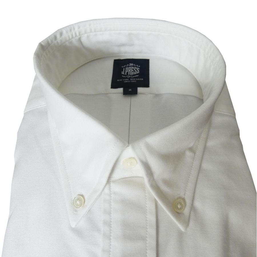 【再入荷】J.PRESS(ジェイプレス) ボタンダウンシャツ メンズ長袖ワイシャツ オックスフォード ホワイト 　XL（衿43-裄丈86cm）