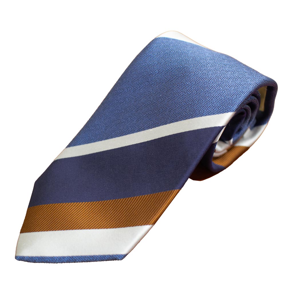 ネクタイ レジメンタル メンズ ビジネス おしゃれ ギフト 人気 マークス(MARKS) シルク100% ストライプ ブルー×ネイビー×ブラウン×シルバー mt0081