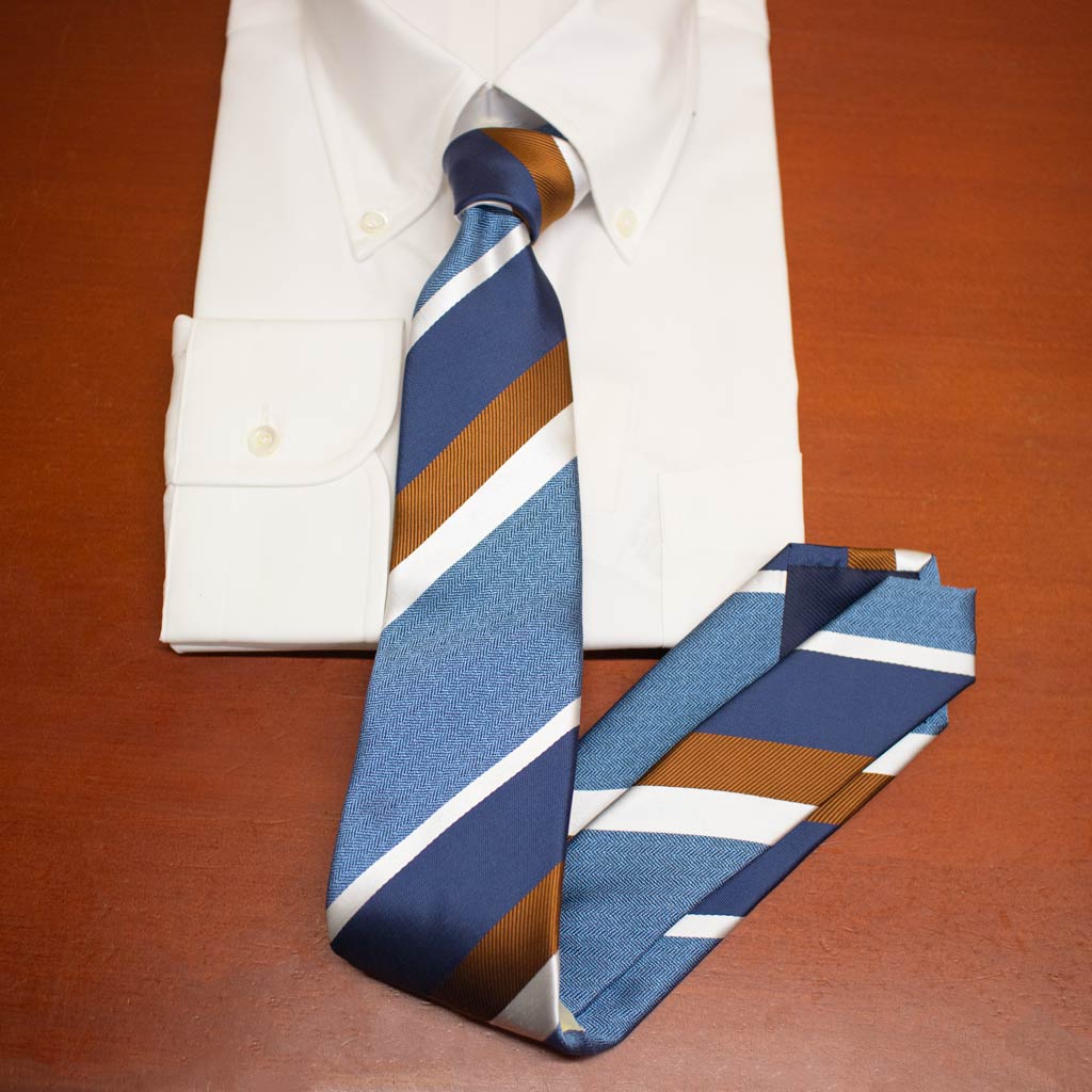 美品★マリネッラ　レジメンタル　シルクタイ　オレンジ　ネイビー 美品☆マリネッラ レジメンタル シルクタイ オレンジ ネイビー - メルカリ