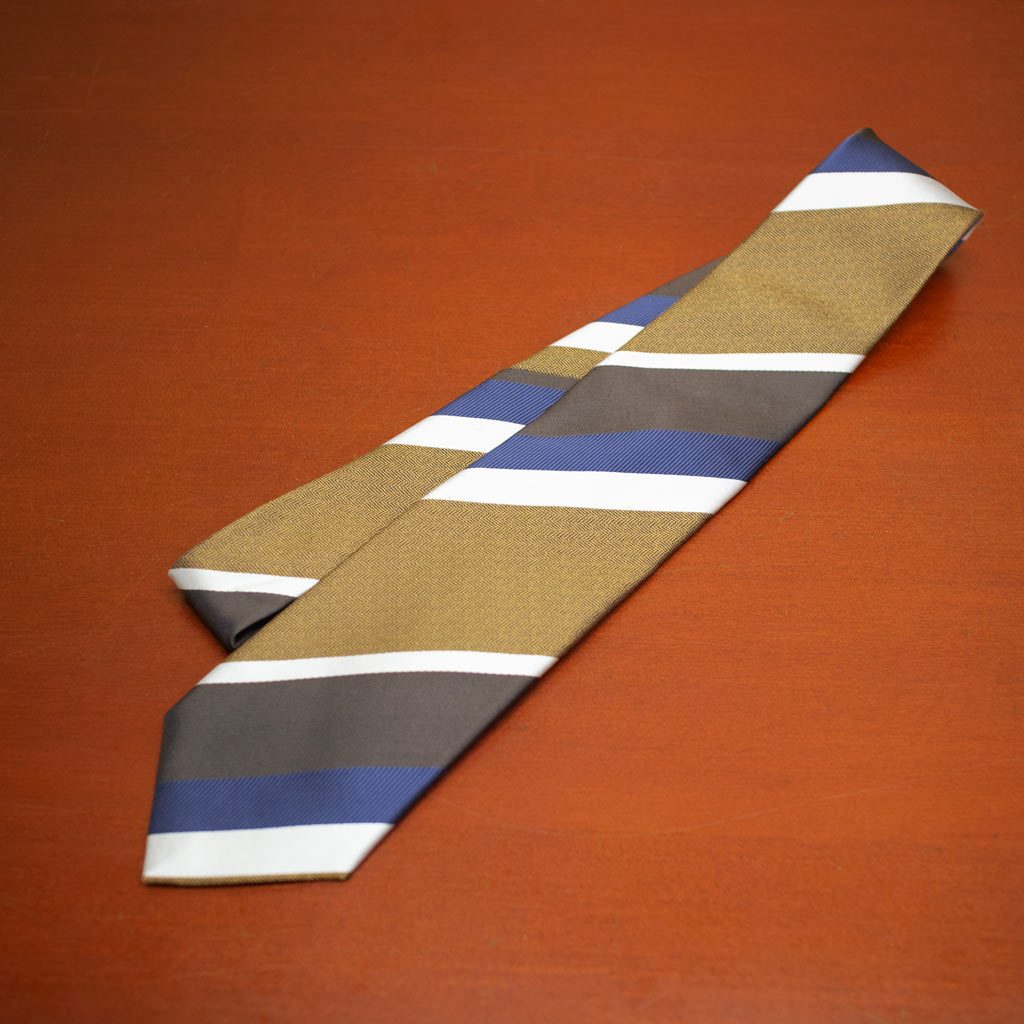 ネクタイ レジメンタル メンズ ビジネス おしゃれ ギフト 人気 マークス(MARKS) シルク100% ストライプ ブルー×ブラウン系×シルバー mt0082