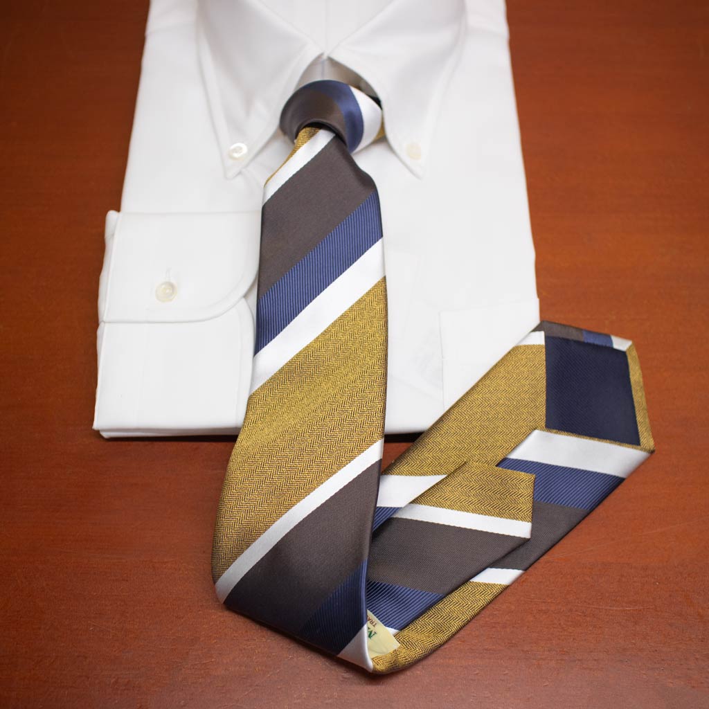 ネクタイ レジメンタル メンズ ビジネス おしゃれ ギフト 人気 マークス(MARKS) シルク100% ストライプ ブルー×ブラウン系×シルバー mt0082