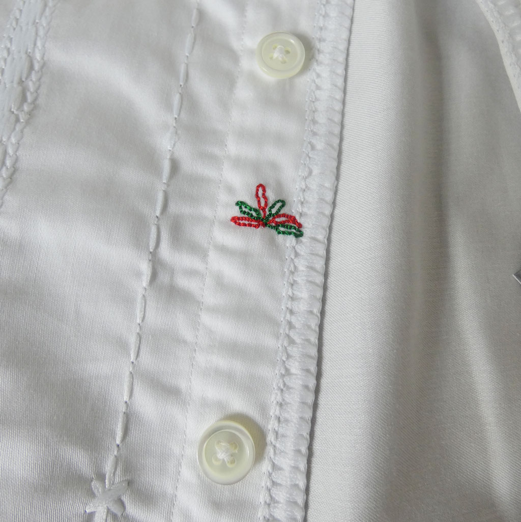 GALLIPOLI camiceria(ガリポリカミチェリア) 長袖シャツ メンズ ファンシーストライプ刺繍 ホリゾンタルカラー 綿100％ 白  2001　LL（50）