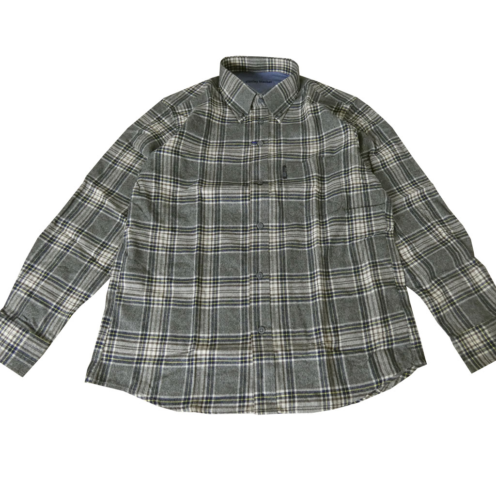 stanley blackerの長袖ネルシャツ ボタンダウン グレー系チェック 0715　 LL