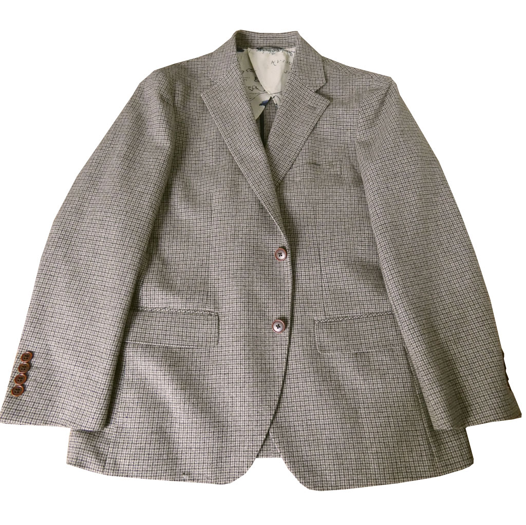 ジャケット メンズ 秋冬春 2つボタン アンコンジャケット スタンリーブラッカー(stanley blacker) ガンクラブチェック  ベージュ系 0352  ABM  ABL