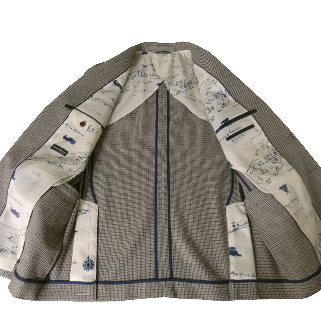 ジャケット メンズ 秋冬春 2つボタン アンコンジャケット スタンリーブラッカー(stanley blacker) ガンクラブチェック  ベージュ系 0352  ABM  ABL