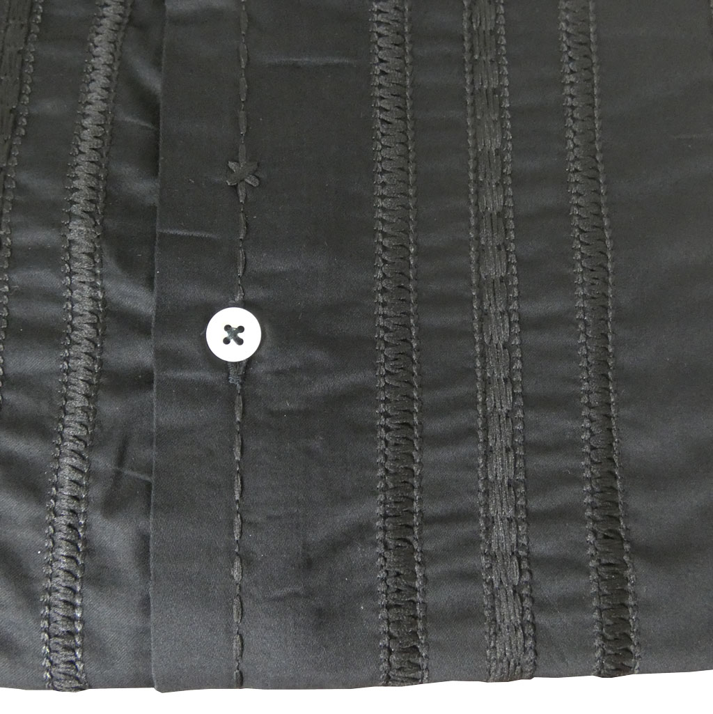 GALLIPOLI camiceria(ガリポリカミチェリア) 長袖シャツ メンズ ファンシーストライプ刺繍 ホリゾンタルカラー 綿100％ 黒  2011　L（48）サイズ