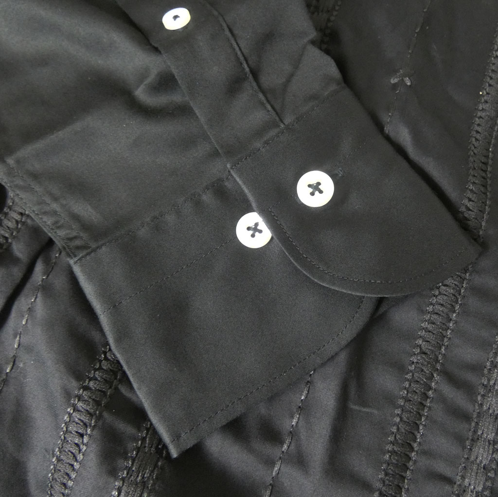 GALLIPOLI camiceria(ガリポリカミチェリア) 長袖シャツ メンズ ファンシーストライプ刺繍 ホリゾンタルカラー 綿100％ 黒  2011　L（48）サイズ