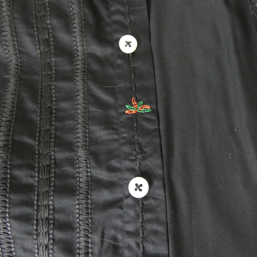 GALLIPOLI camiceria(ガリポリカミチェリア) 長袖シャツ メンズ ファンシーストライプ刺繍 ホリゾンタルカラー 綿100％ 黒  2011　L（48）サイズ