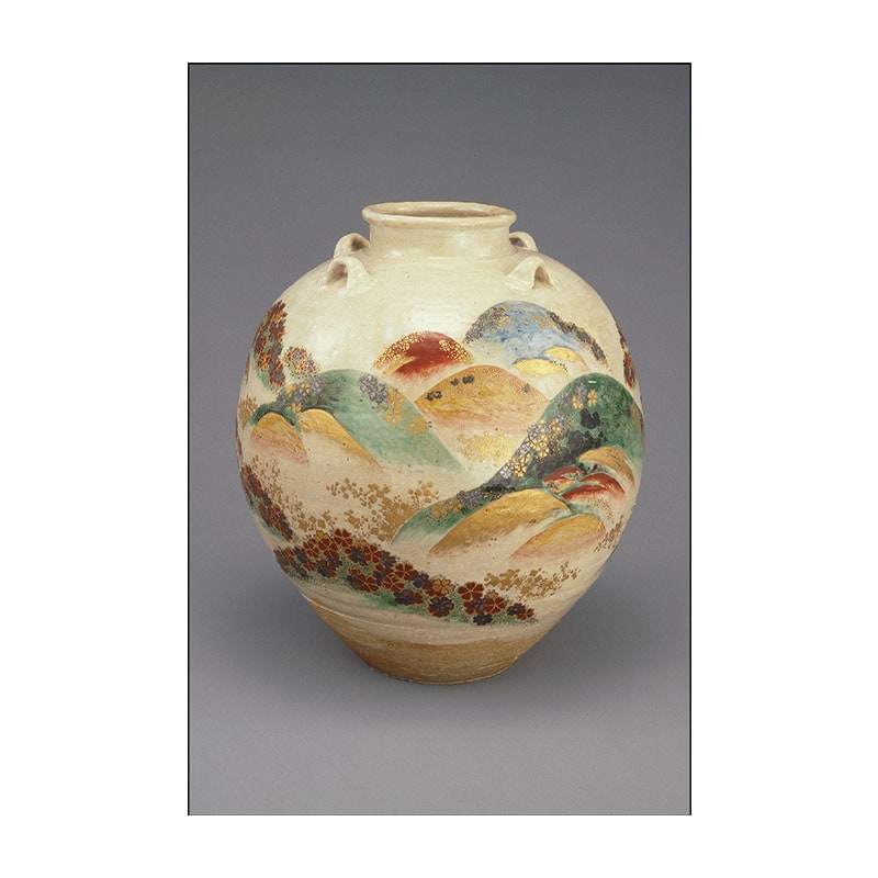 ポストカード　野々村仁清《色絵吉野山図茶壷》