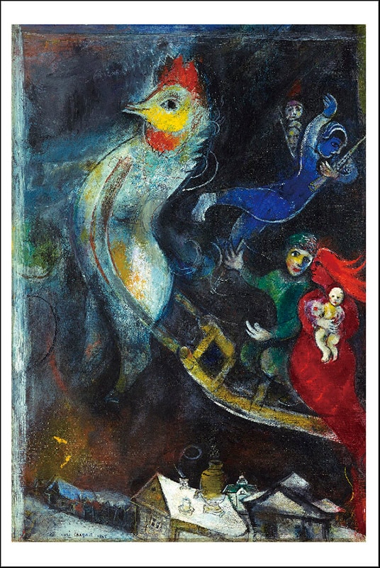 ポストカード　マルク・シャガール《空飛ぶアトラージュ》