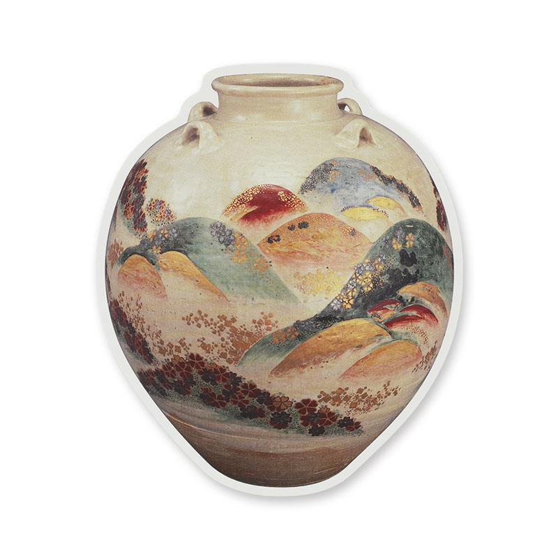 ダイカットポストカード　野々村仁清《色絵吉野山図茶壷》