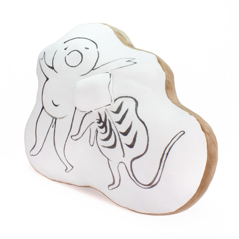 猫に紙袋図のやわらかクッション