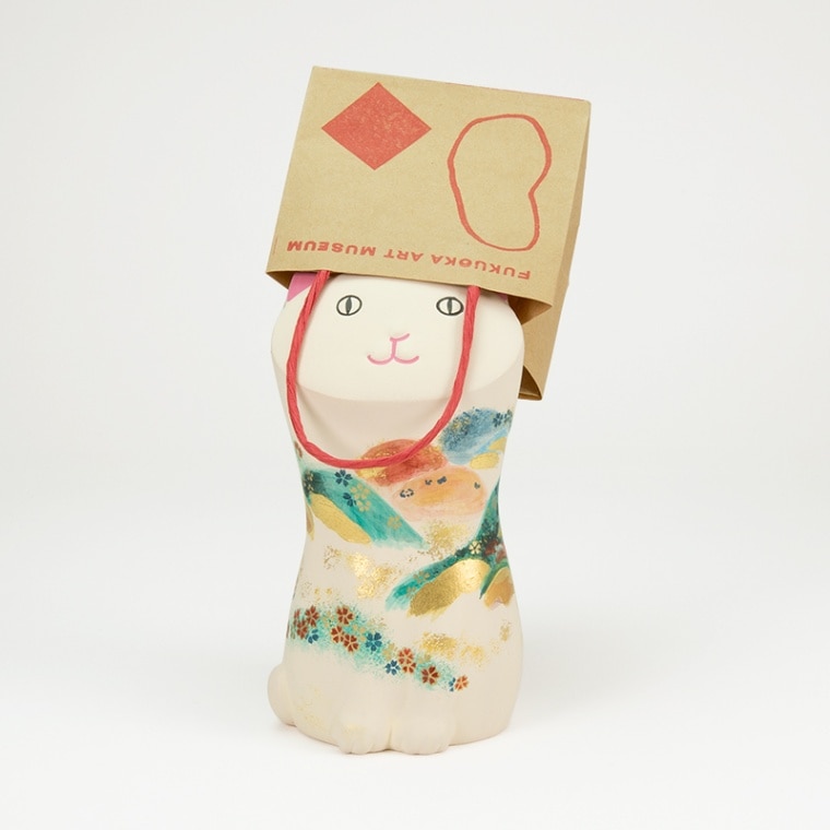 福かぶり猫 色絵吉野山図茶壷 | オリジナルグッズ,インテリア