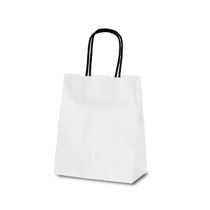 手提袋　Ｔ－２　白無地　（黒紐）　＃１２５７