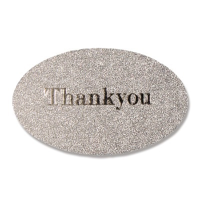 シール　オーバル　サンキュー　銀　＃７１６１６２２