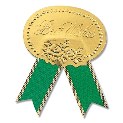 リボン付シール　ベストウィッシュ　緑　Ｍ　＃７０８１１０３