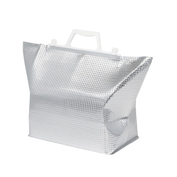 手提げ保冷角底袋　白取手　小　＃４７１２１４３