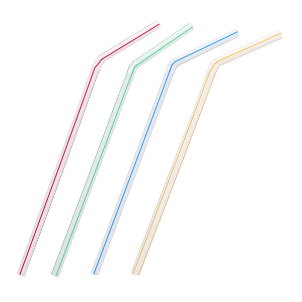 フレキシブルストロー　６ｘ２１　単袋　ストライプ　２００本　＃４７１２８６３